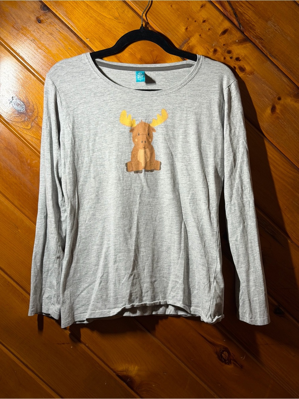Kids' Light Grey Long-Sleeve Shirt with Moose Patch